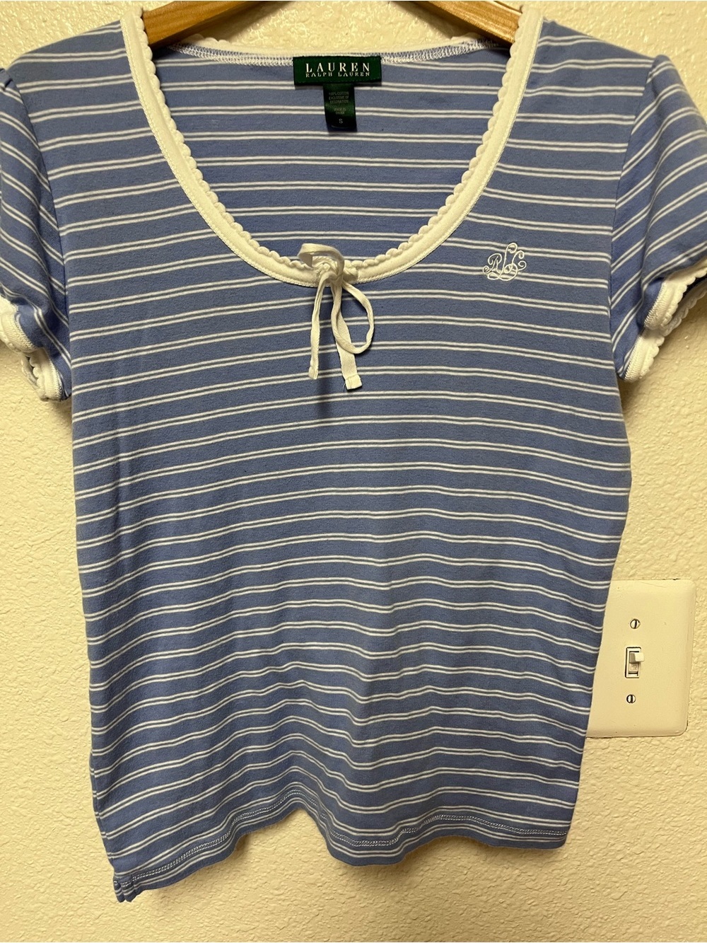 Lauren Ralph Lauren Blue Striped Scoop-Neck Tee